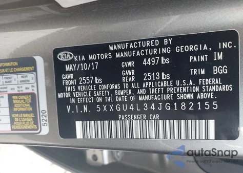 2018 Kia Optima Ex from USA, damaged, VIN 5XXGU4L34JG182155